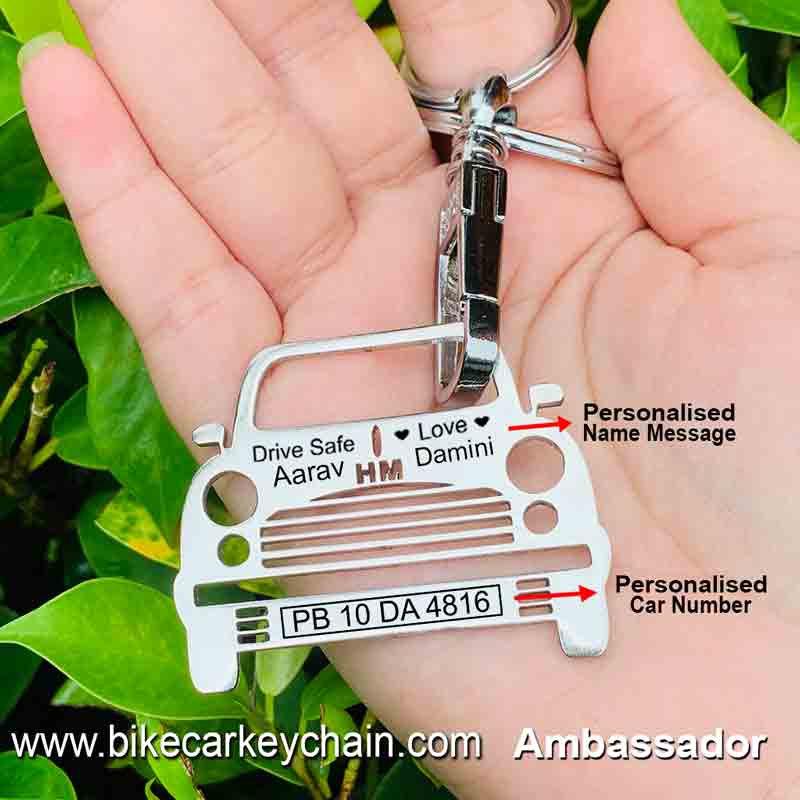 Ambassador Car Name Number Custom Keychain