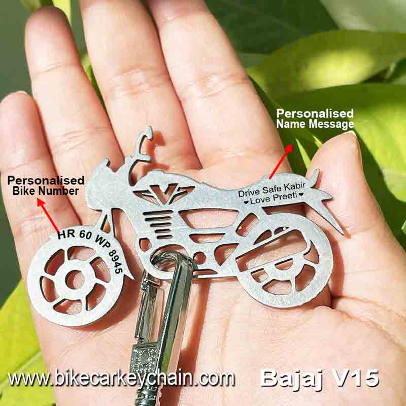 Bajaj-V15 Bike Name Number Keychain