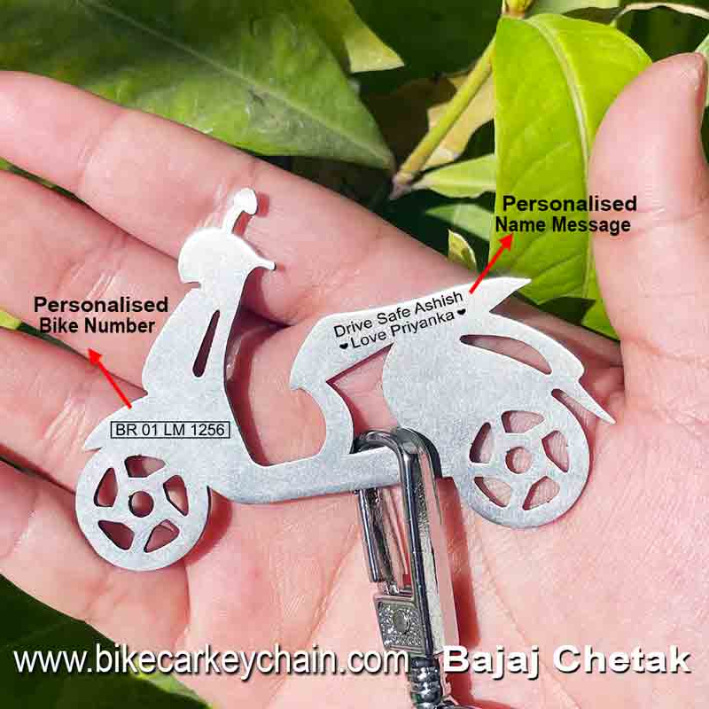 Bajaj Chetak Electric Bike Name Number Keychain