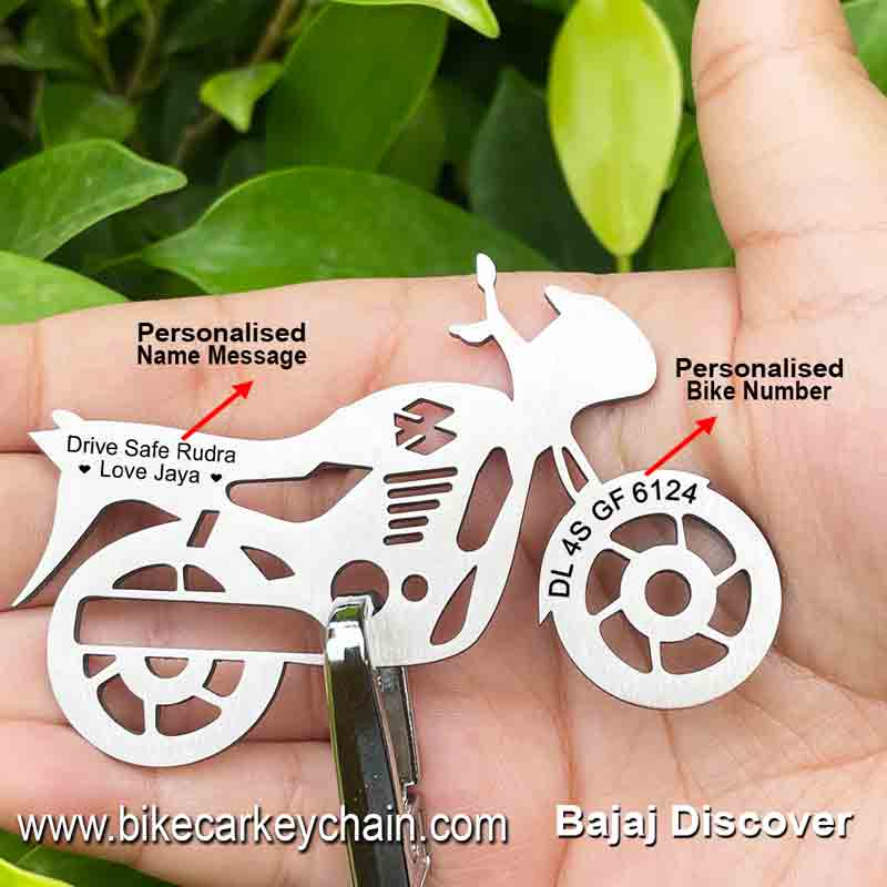 Bajaj Discover Bike Name Number Keychain