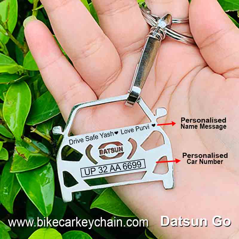 Datsun Go Car Name Number Custom Keychain