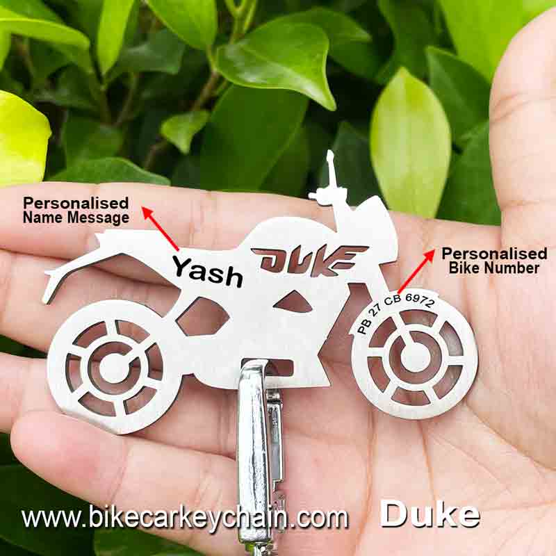 Duke Bike Name Number Keychain