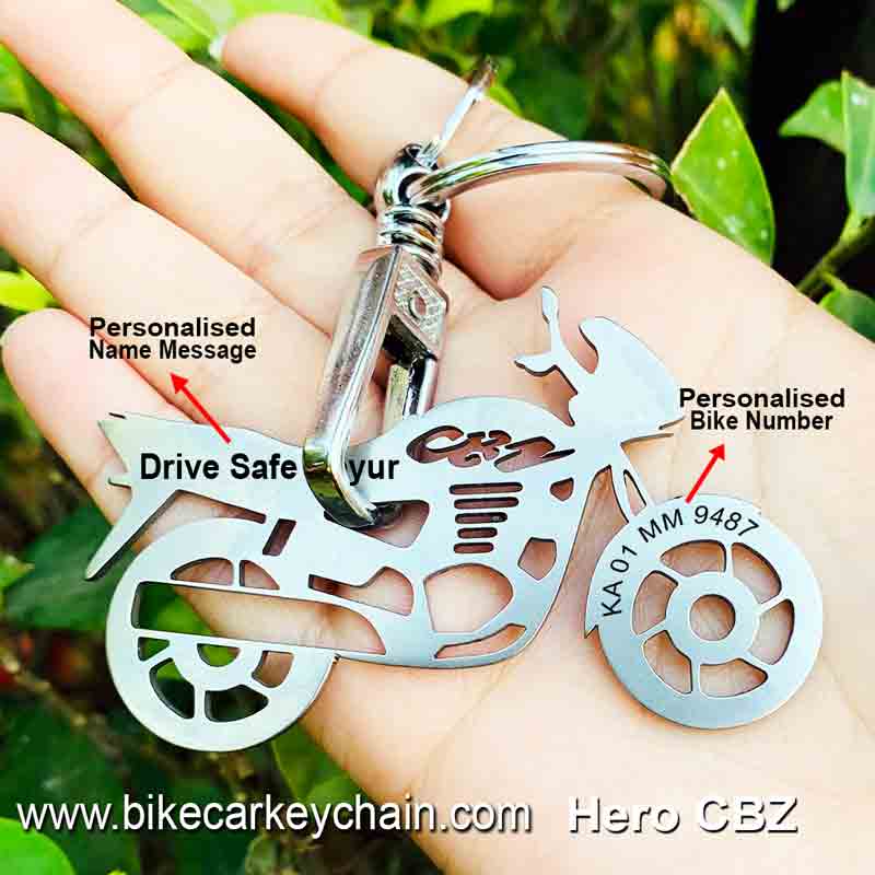 Hero CBZ Bike Name Number Keychain