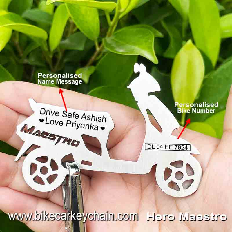 Hero Maestro Scooter Bike Name Number Keychain