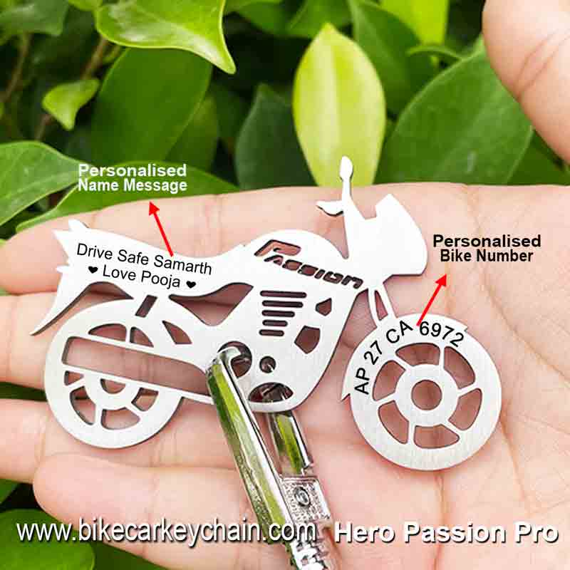 Hero Passion Pro Bike Name Number Keychain