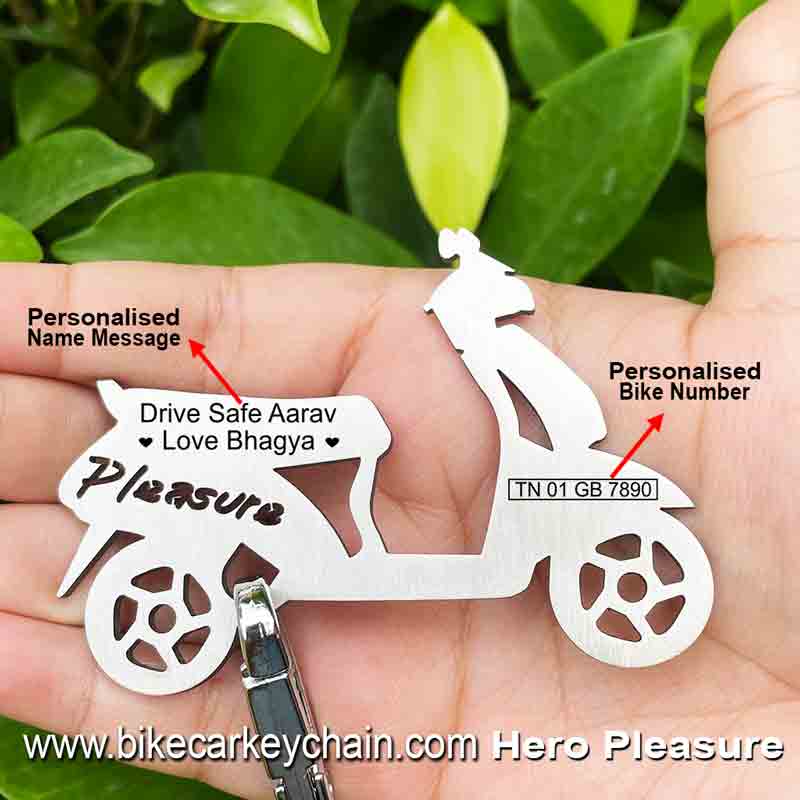 Hero Pleasure Scooter Bike Name Number Keychain