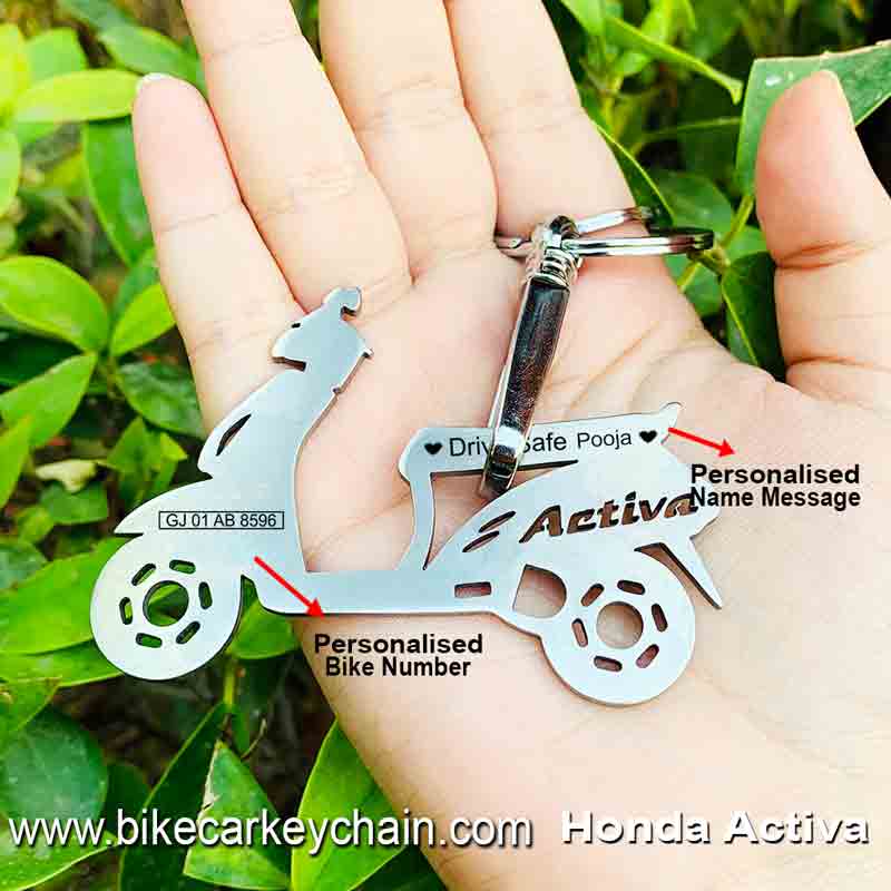Honda Activa Scooter Bike Name Number Keychain
