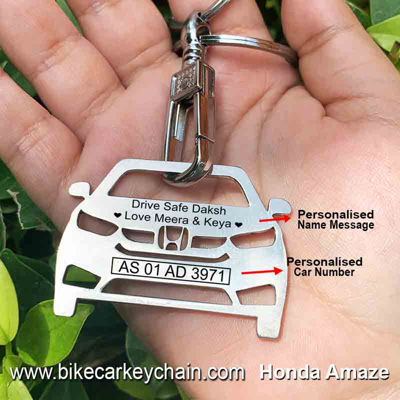 Honda Amaze Car Name Number Custom Keychain