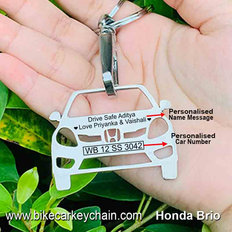 Honda Brio Car Name Number Custom Keychain
