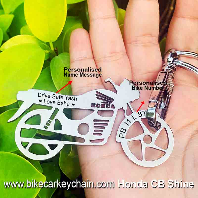 Honda CB Shine Bike Name Number Keychain