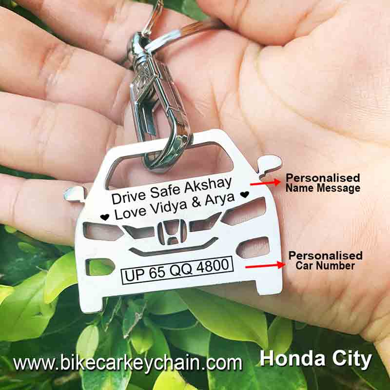 Honda City Car Name Number Custom Keychain