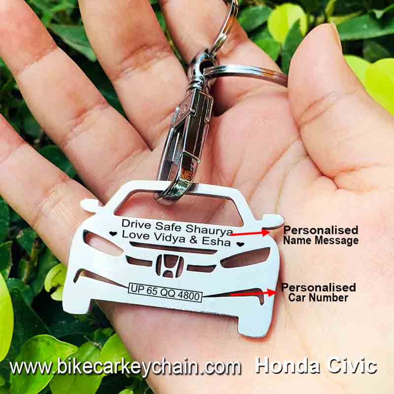Honda Civic Car Name Number Custom Keychain