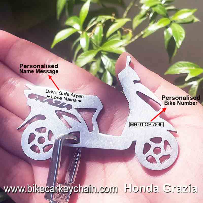 Honda Grazia Bike Name Number Keychain