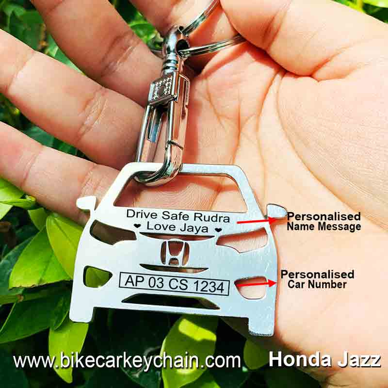 Honda Jazz Car Name Number Custom Keychain