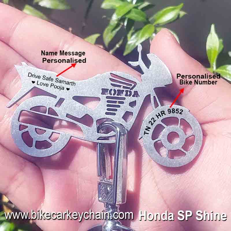 Honda SP Shine Bike Name Number Keychain