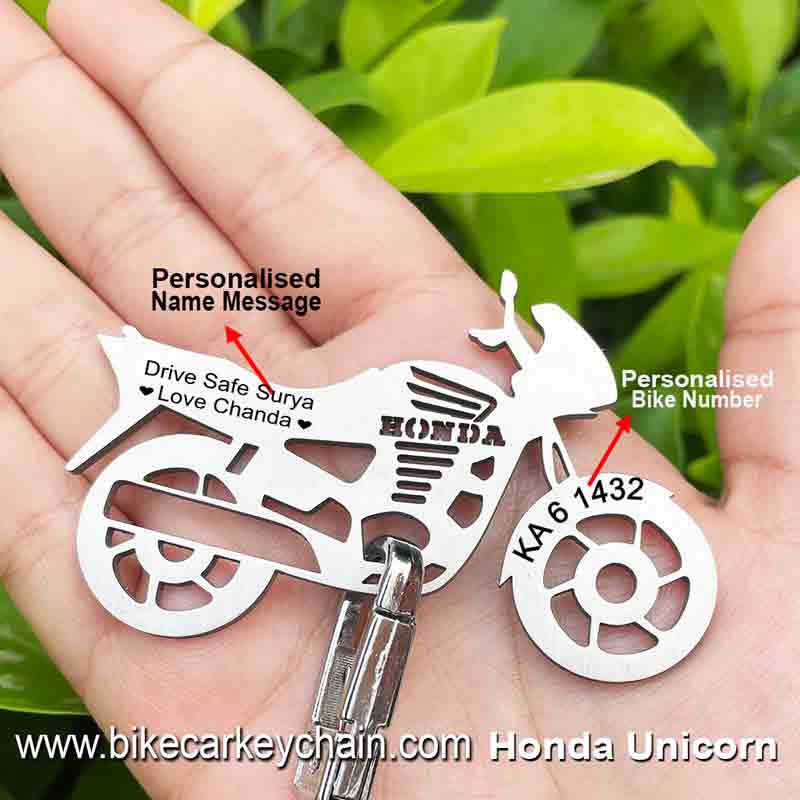 Honda Unicorn Bike Name Number Keychain