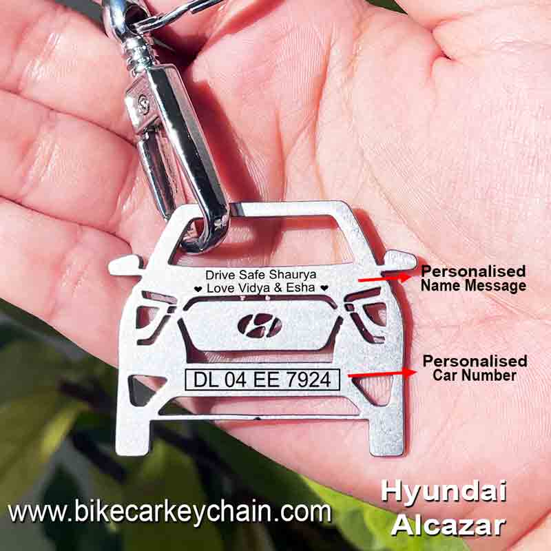 Hyundai-Alcazar Car Name Number Custom Keychain