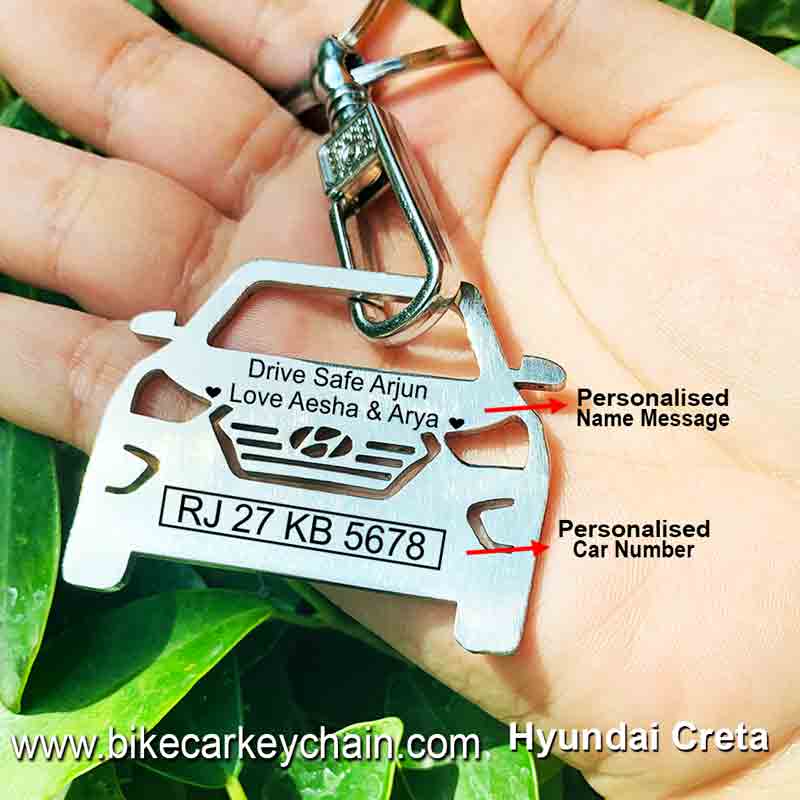 Hyundai Creta OldModel Car Name Number Custom Keychain