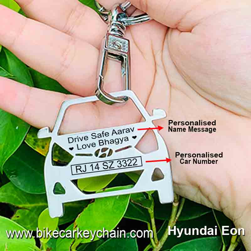 Hyundai EON Car Name Number Custom Keychain