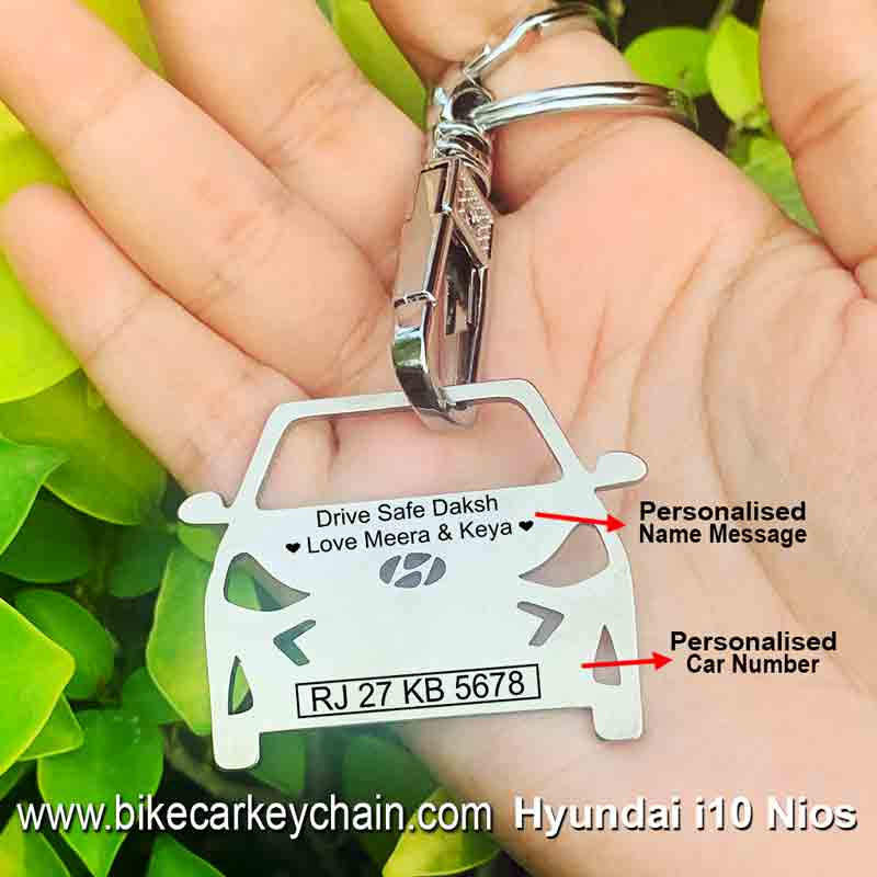 Hyundai I10 NIOS Car Name Number Custom Keychain