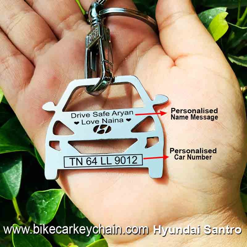Hyundai Santro Car Name Number Custom Keychain