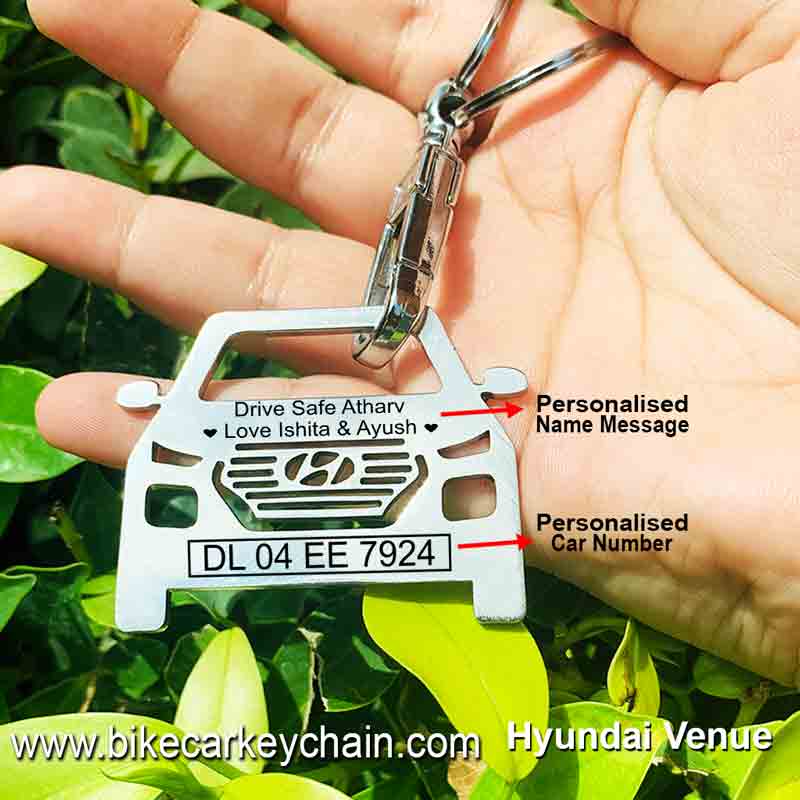Hyundai Venue Car Name Number Custom Keychain