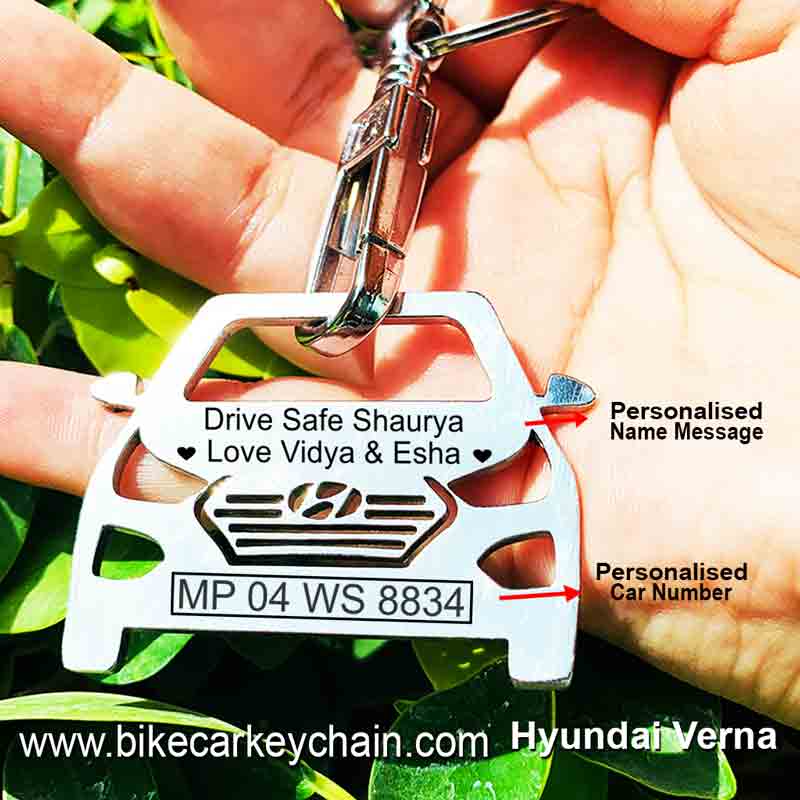 Hyundai Verna Car Name Number Custom Keychain