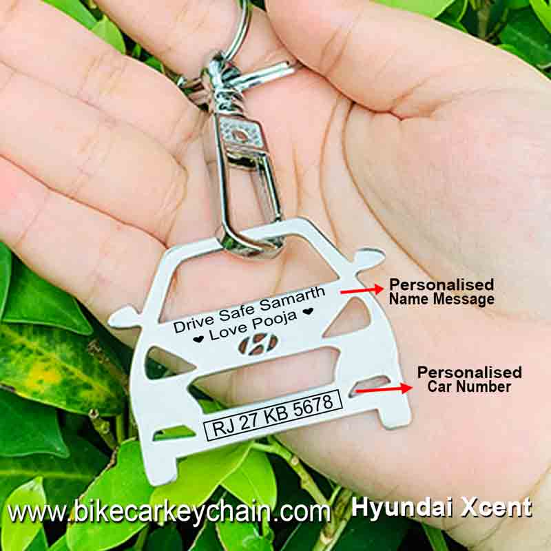 Hyundai Xcent Car Name Number Custom Keychain