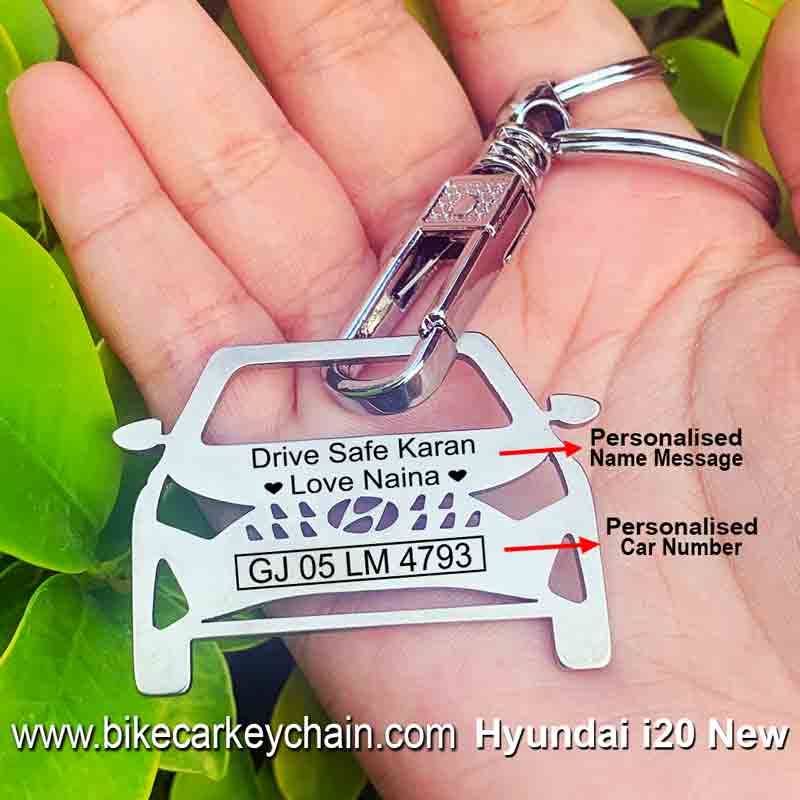 Hyundai i20 NewModel Car Name Number Custom Keychain