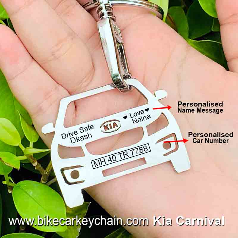 Kia Carnival OldLogo Car Name Number Custom Keychain
