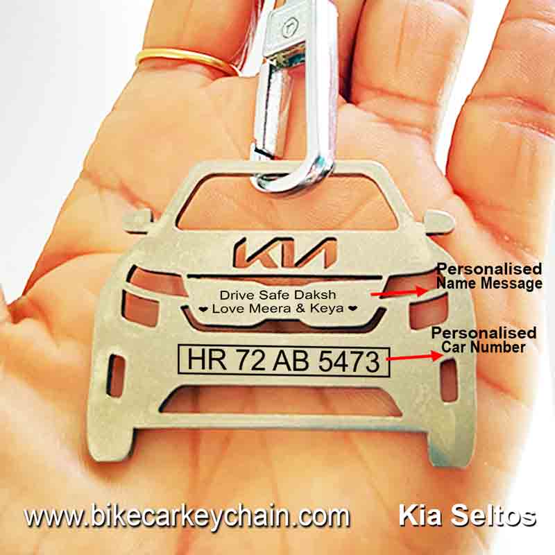 Kia Seltos NewLogo Car Name Number Custom Keychain