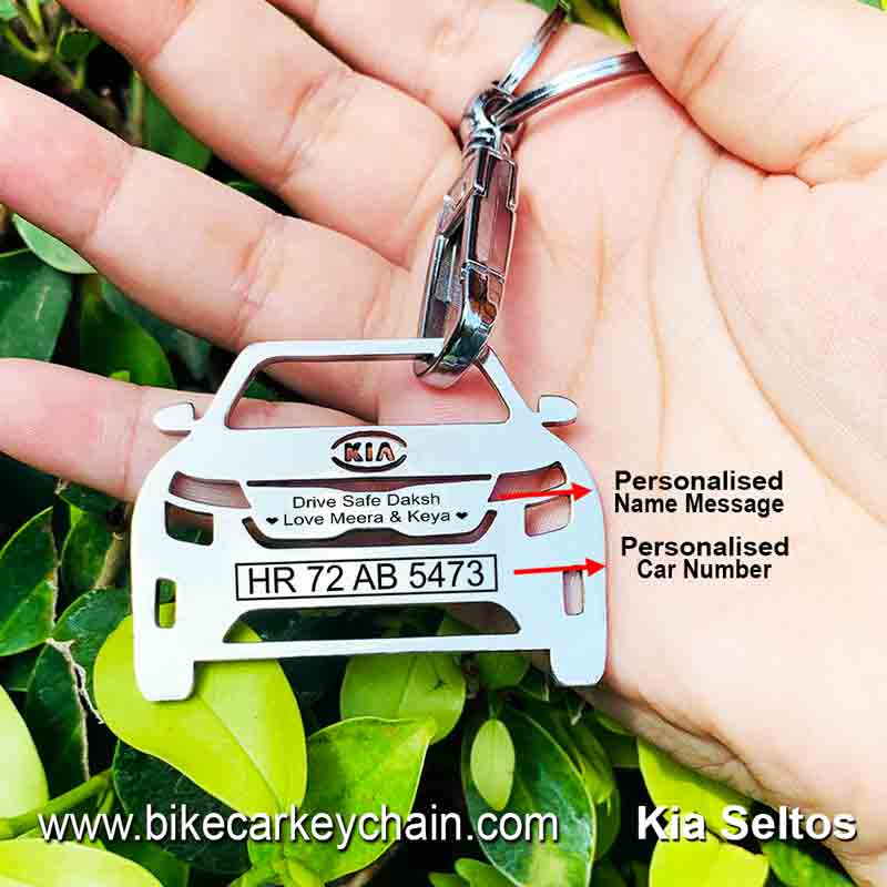 Kia Seltos OldLogo Car Name Number Custom Keychain
