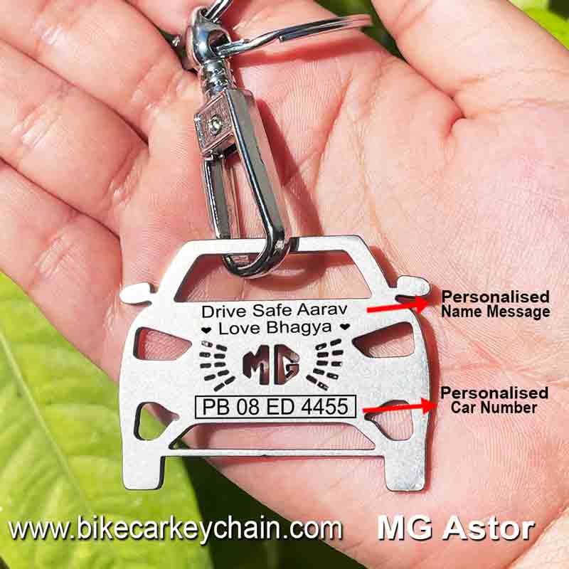 Mg-Astor Car Name Number Custom Keychain