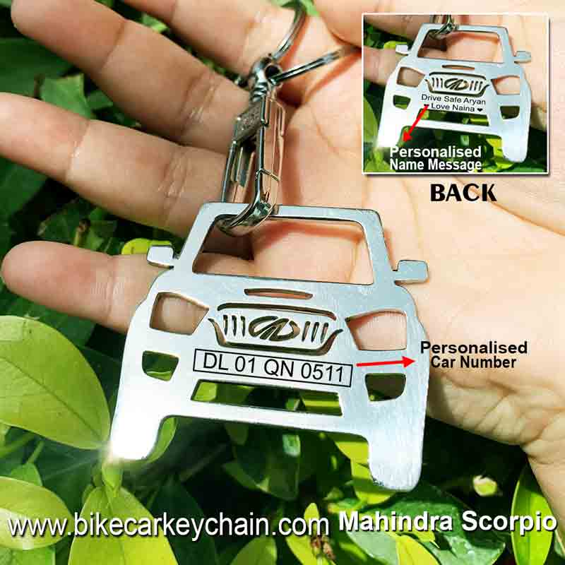 Mahindra Scorpio Car SUV Name Number Custom Keychain