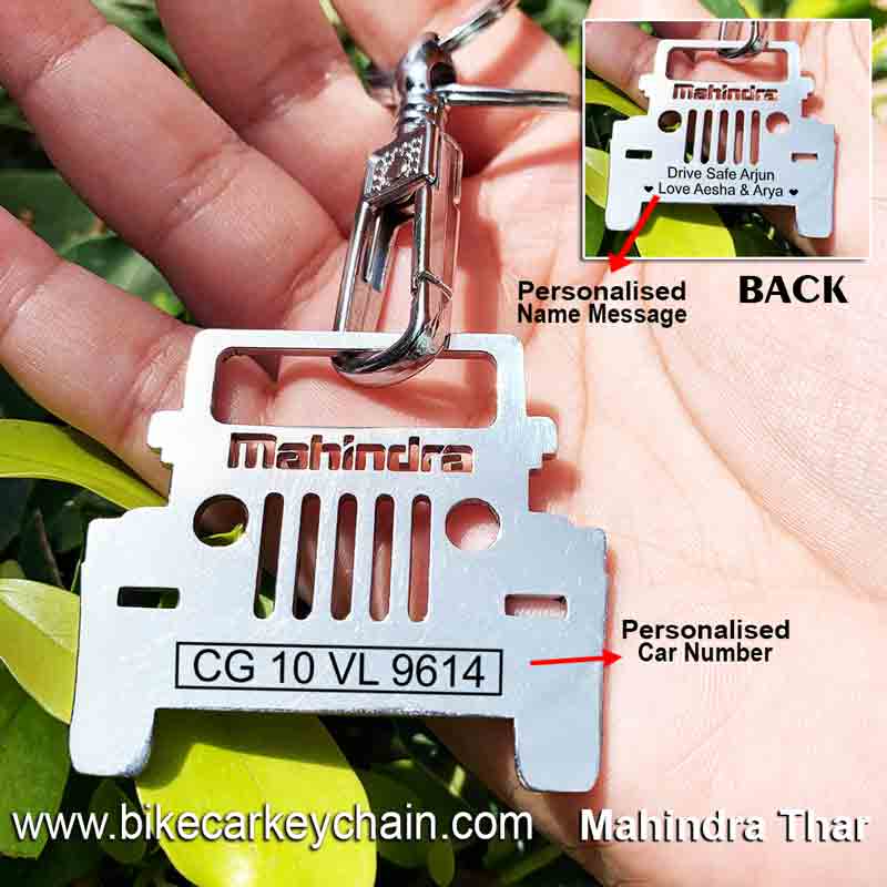 Mahindra Thar Car SUV Name Number Custom Keychain