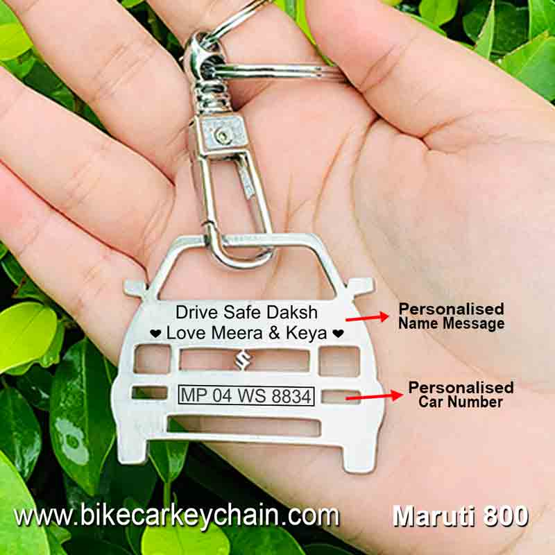 Maruti 800 Car Name Number Custom Keychain
