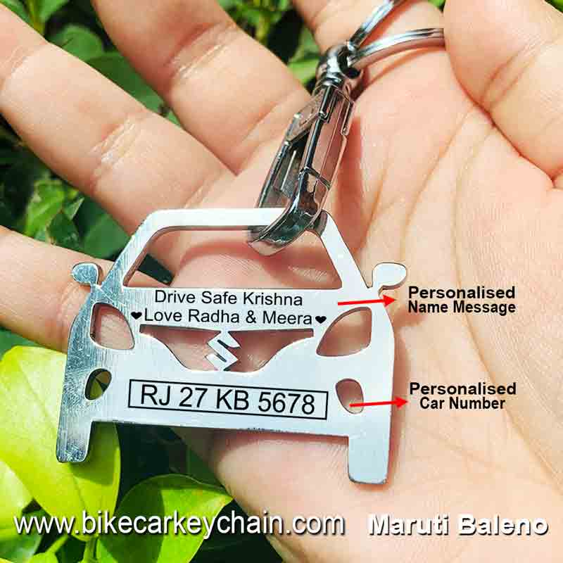 Maruti Baleno Car Name Number Custom Keychain