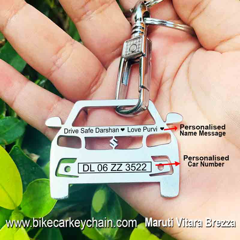 Maruti Brezza Car Name Number Custom Keychain