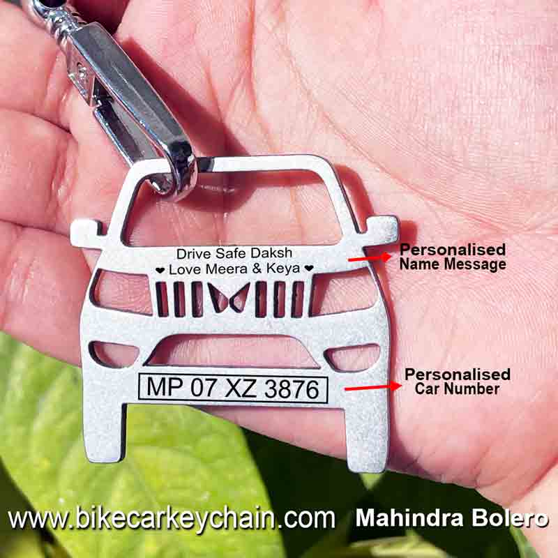 New-Mahindra-Bolero-Newlogo Car Name Number Custom Keychain