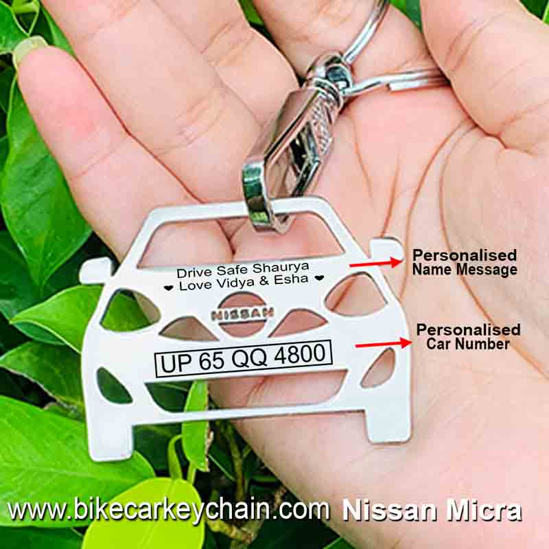 Nissan Micra Car Name Number Custom Keychain