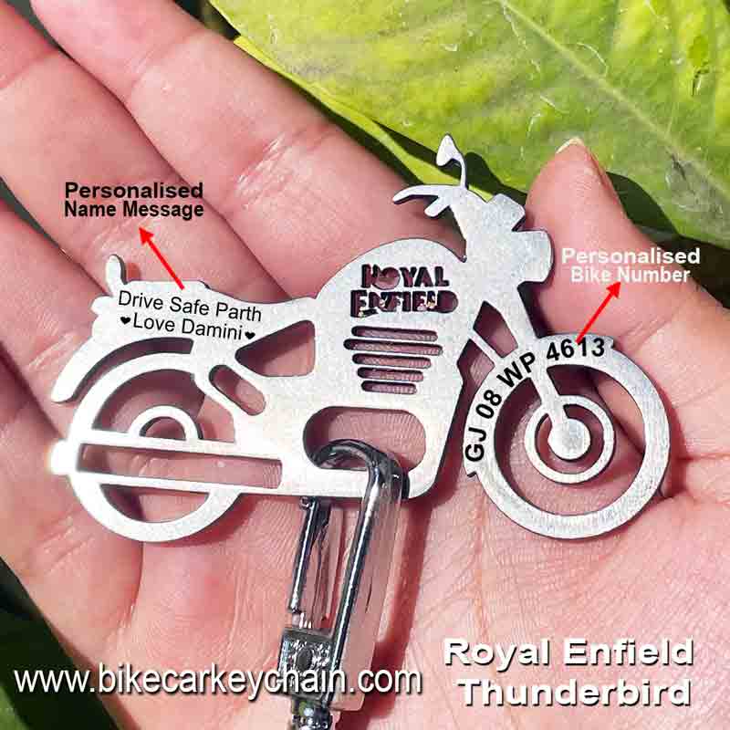 Royal-Enfield-Thunderbird Bike Name Number Keychain