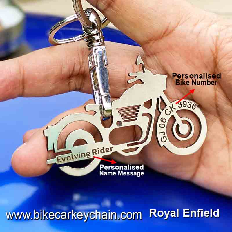 Royal Enfield Bike Name Number Custom Keychain
