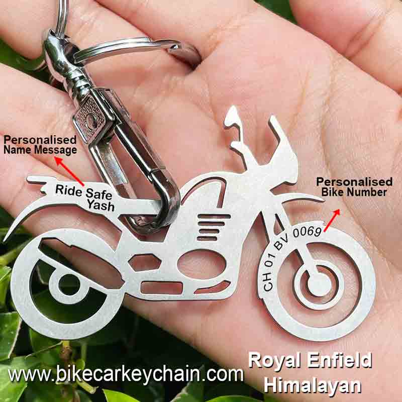 Royal Enfield Himalayan Bike Name Number Custom Keychain