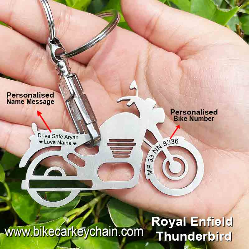 Royal Enfield Thunderbird Bike Name Number Custom Keychain