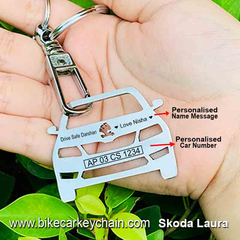 Skoda Laura Car Name Number Custom Keychain