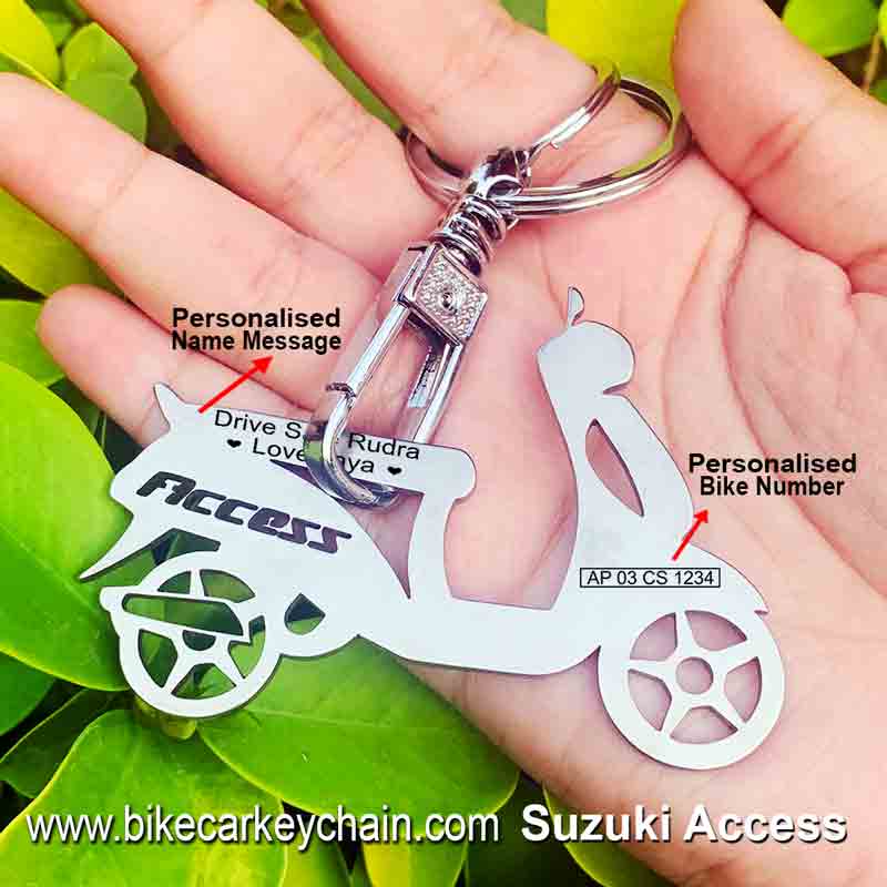 Suzuki Access Scooter Bike Name Number Keychain