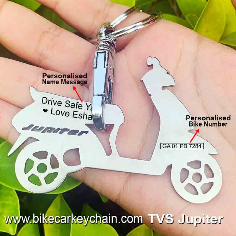 TVS Jupiter Scooter Bike Name Number Keychain
