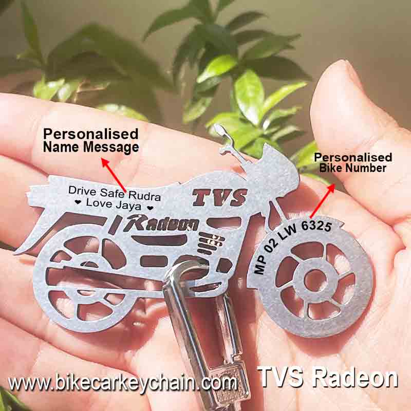 TVS Radeon Bike Name Number Keychain