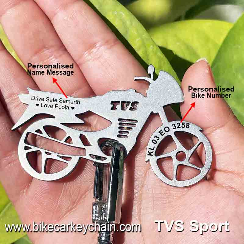TVS Sport Bike Name Number Keychain