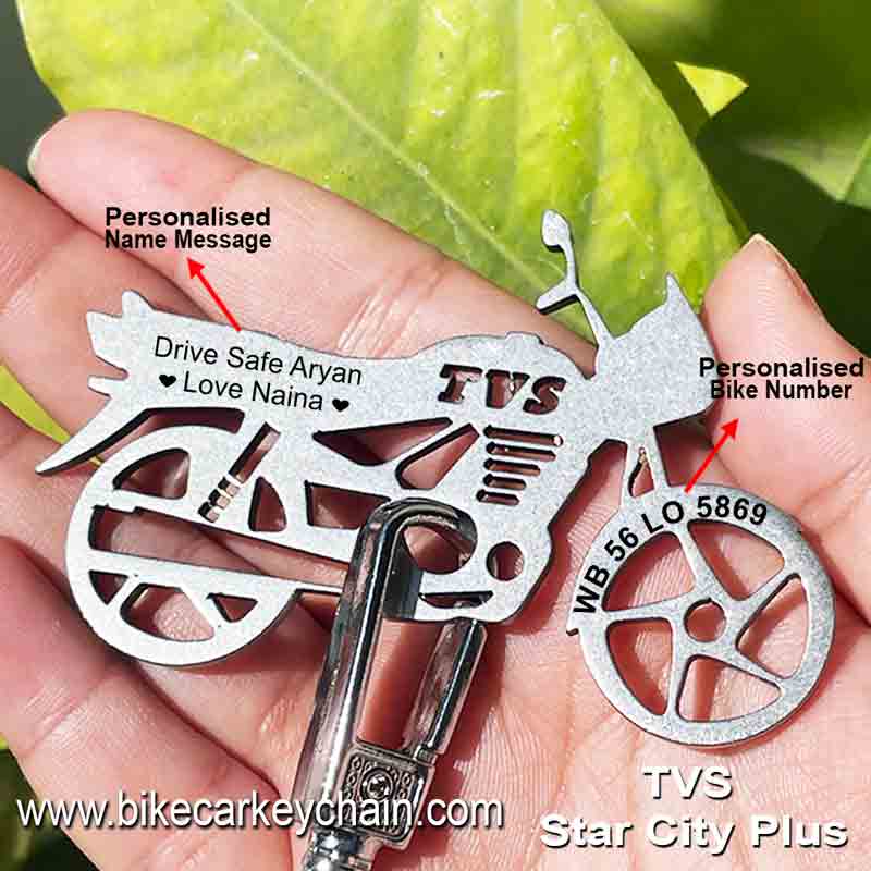 TVS StarCity Bike Name Number Keychain